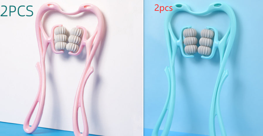 Massageador Cervical Manual Multifuncional de Seis Rolos — Ferramenta de Massagem com Rolo para Alívio e Relaxamento Muscular