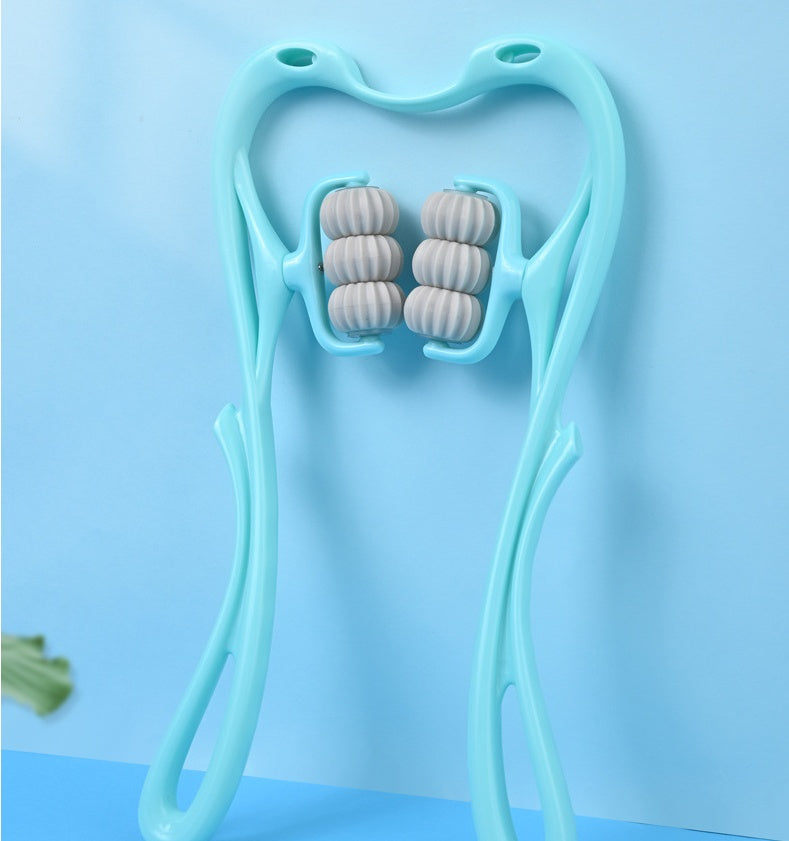 Massageador Cervical Manual Multifuncional de Seis Rolos — Ferramenta de Massagem com Rolo para Alívio e Relaxamento Muscular