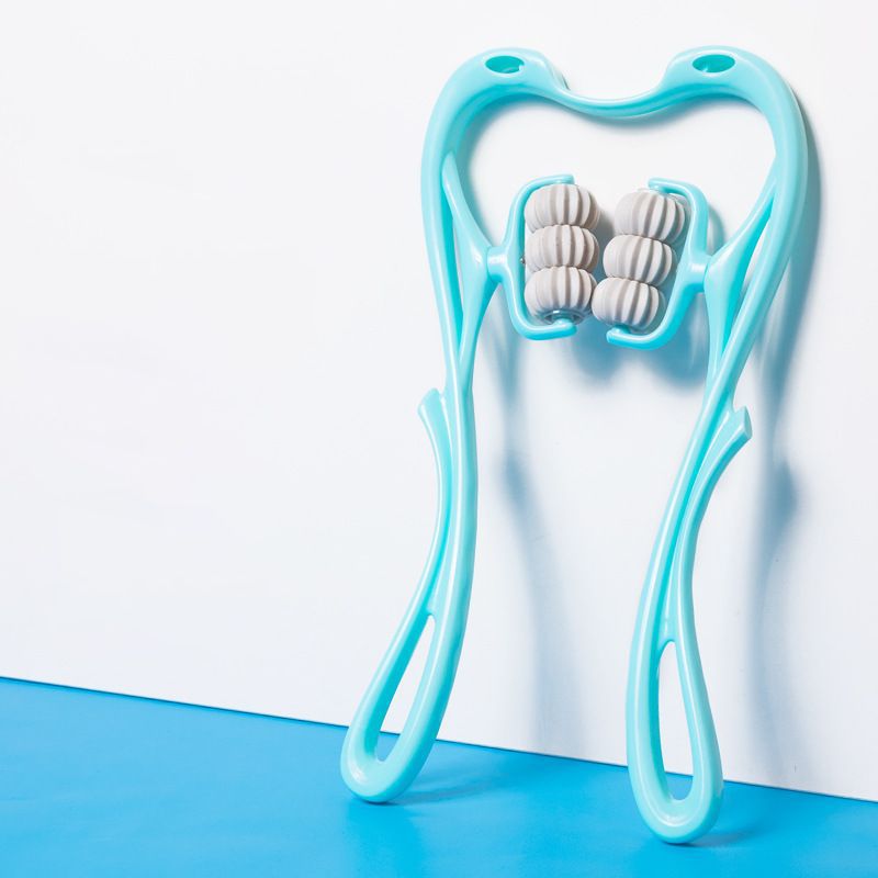Massageador Cervical Manual Multifuncional de Seis Rolos — Ferramenta de Massagem com Rolo para Alívio e Relaxamento Muscular