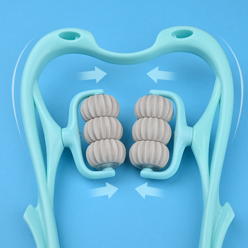 Massageador Cervical Manual Multifuncional de Seis Rolos — Ferramenta de Massagem com Rolo para Alívio e Relaxamento Muscular